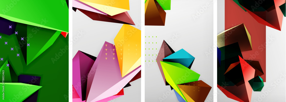Trendy low poly 3d triangle shapes and other geometric elements background designs for wallpaper, business card, cover, poster, banner, brochure, header, website Trendy low poly 3d triangle shapes and other geometric elements background designs for wallpaper, business card, cover, poster, banner, brochure, header, website