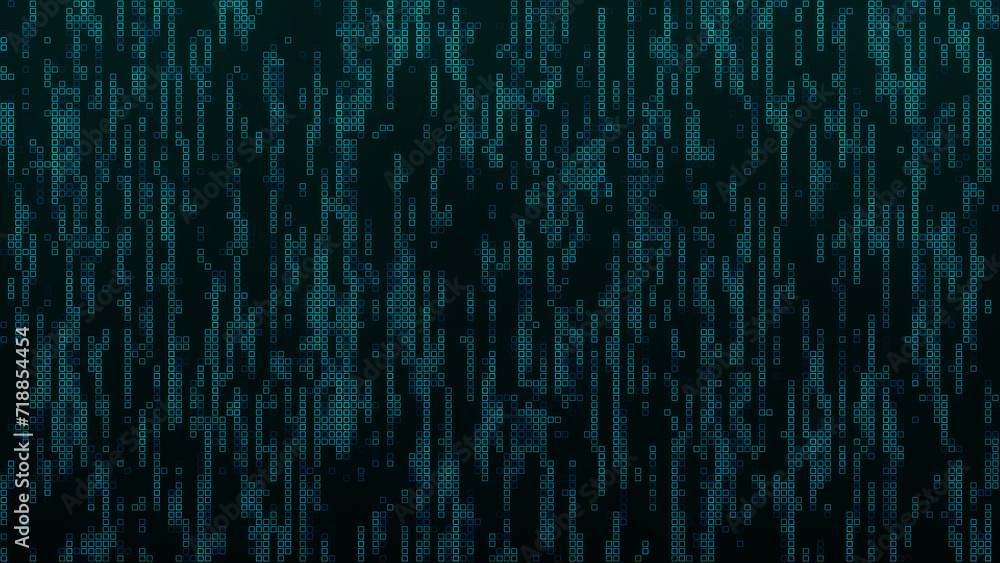 Turquoise mosaic background in technology concept. Abstract green LED squares. Technology digital square turquoise color background. Green pixel grid background. 3D rendering Turquoise mosaic background in technology concept. Abstract green LED squares. Technology digital square turquoise color background. Green pixel grid background. 3D rendering