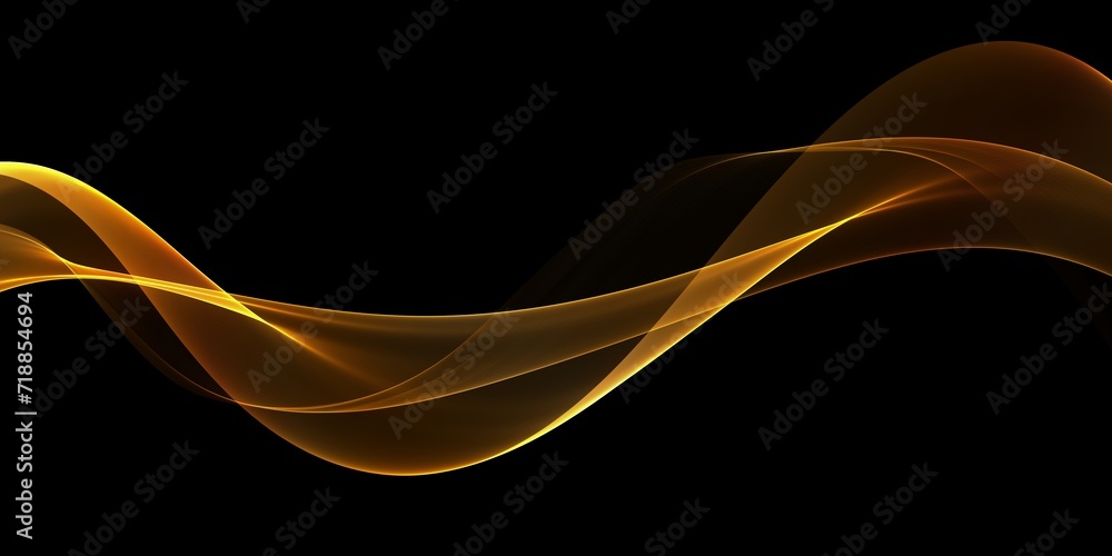 Wave lines smooth flowing dynamic gold gradient light isolated on black ...