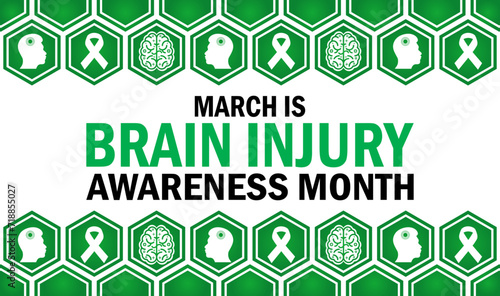 March Is Brain Injury Awareness Month Vector illustration. Holiday concept. Template for background, banner, card, poster with text inscription.