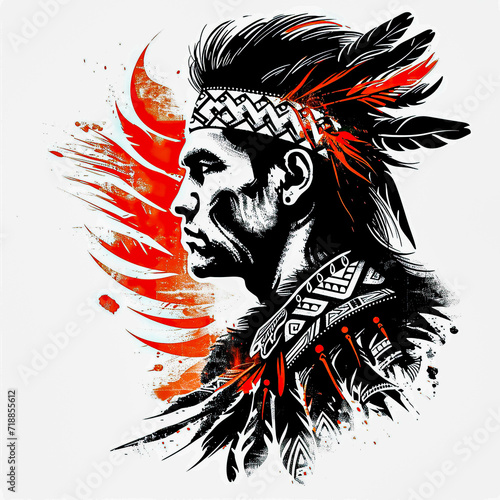 Warrior polynesian style design for tattoo or t-shirt print flat vector generative ai