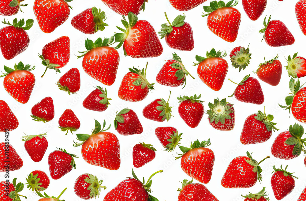 Falling strawberry isolated on white background, selective focus Falling strawberry isolated on white background, selective focus