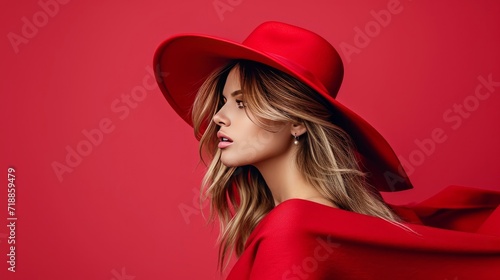 Beautiful woman in a red hat © Darya