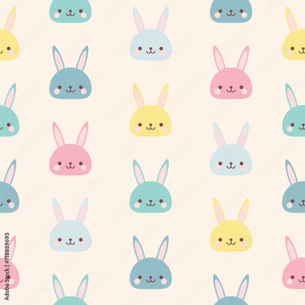 spring easter bunny rabbits eggs cute pastel color seamless pattern vector  for invitation greeting birthday party celebration wedding card poster banner textiles wallpaper paper wrap background