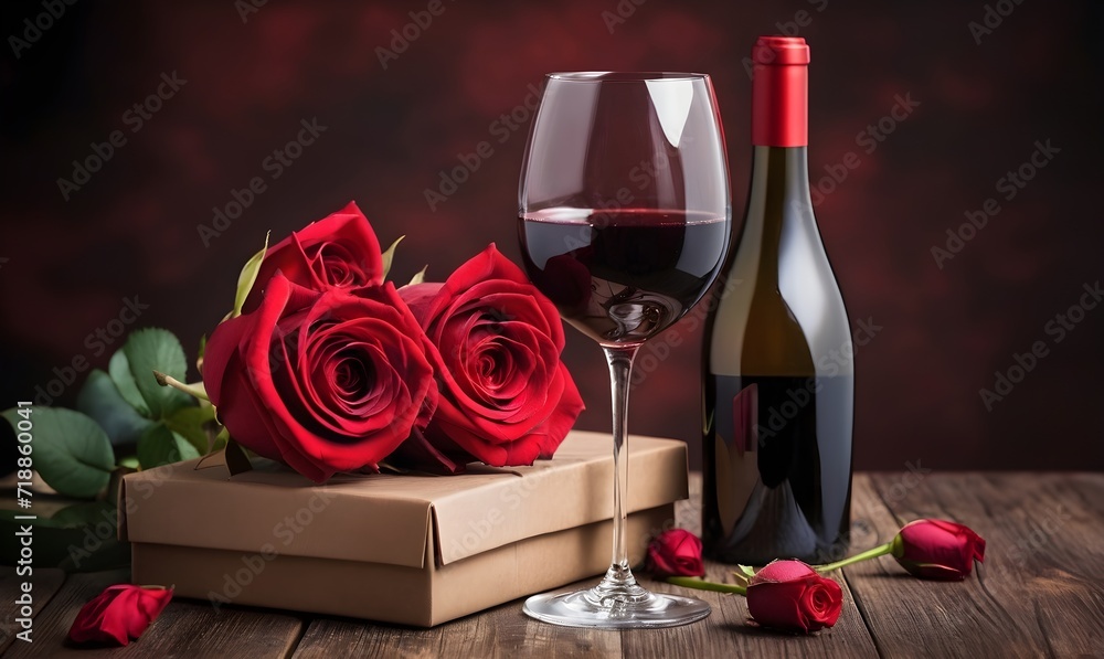 Gifts for valentine with wine and roses Gifts for valentine with wine and roses