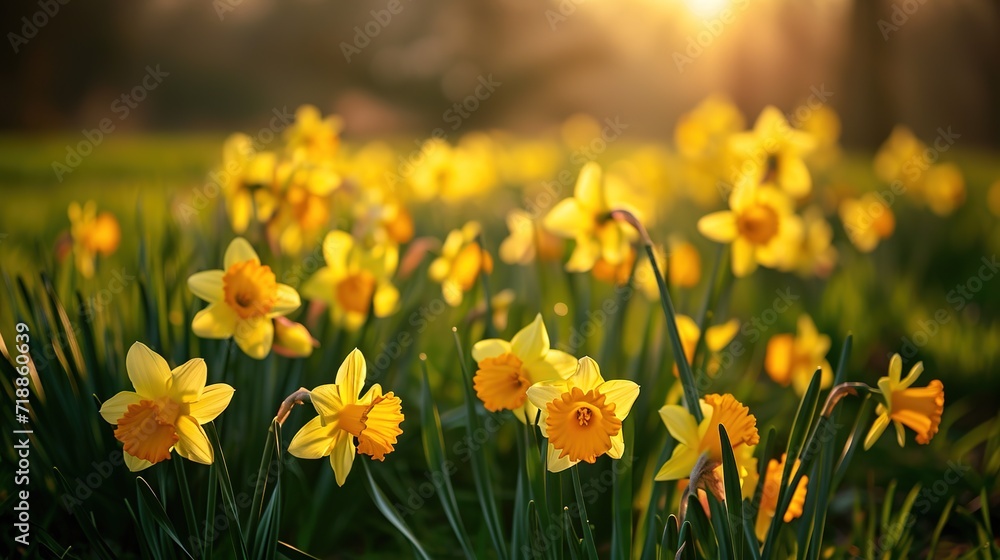 Daffodil flowers in the field