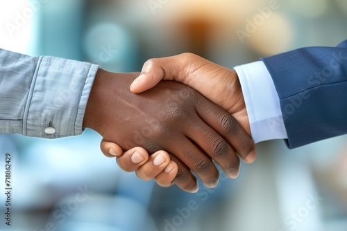 The businessmen shake hands after the meeting was successful and agreed upon. AI Generated