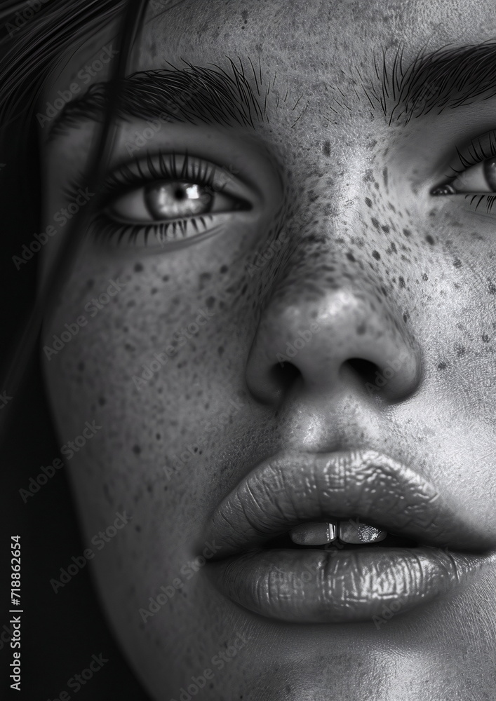 Close-up Portrait of a Woman with Freckles