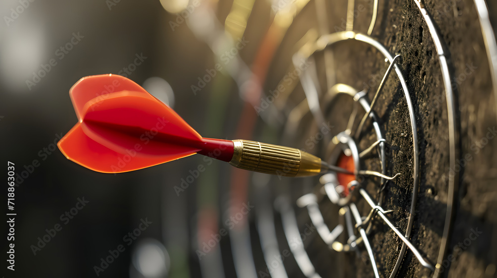 Missed the target! Concept of failure or wrong choice. Photo of dartboard with the dart not in the center. Missed the target! Concept of failure or wrong choice. Photo of dartboard with the dart not in the center.