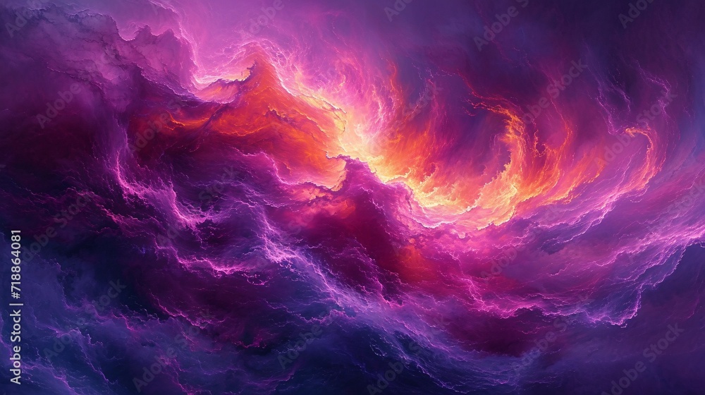 Purple Haze: A Neon-Pink Sunset in the Clouds Generative AI - obrazy, fototapety, plakaty 