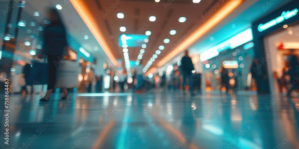 Generative AI, shopping mall with people, motion blur, blurred abstract background
Generative AI, shopping mall with people, motion blur, blurred abstract background