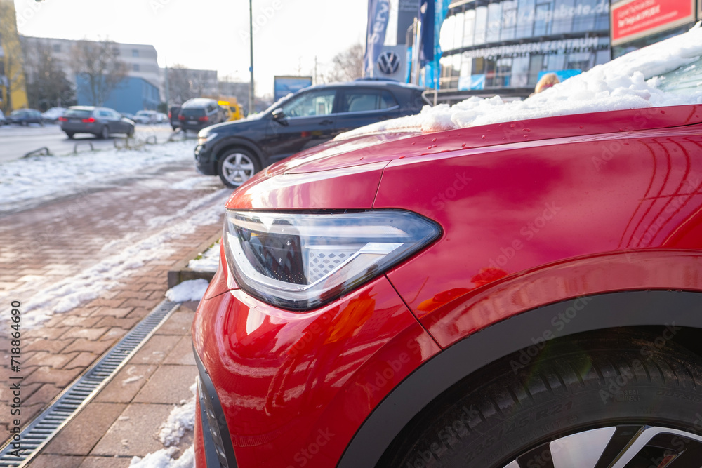 red electric car, German crossover Volkswagen ID.5, Volkswagen Group