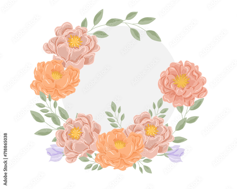 Pastel Orange and Purple Rose Flower Wreath