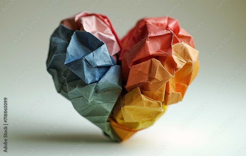 Colorful Origami Heart: A Celebration of Love and Creativity Generative AI