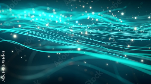 Teal data ripples, abstract patterns create rippling effects, continuous flow of information in a technologically advanced environment