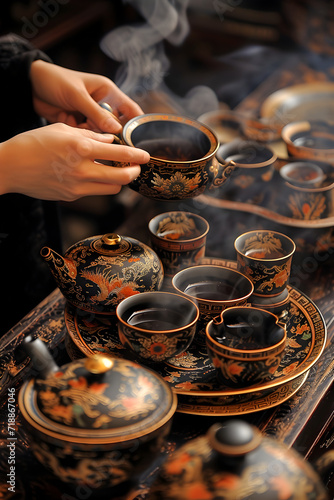 An ornate Chinese tea ceremony