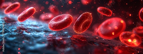 Blood Drops in the Ocean: A Stunning Visual of Red Blood Cells in the Water Generative AI photo