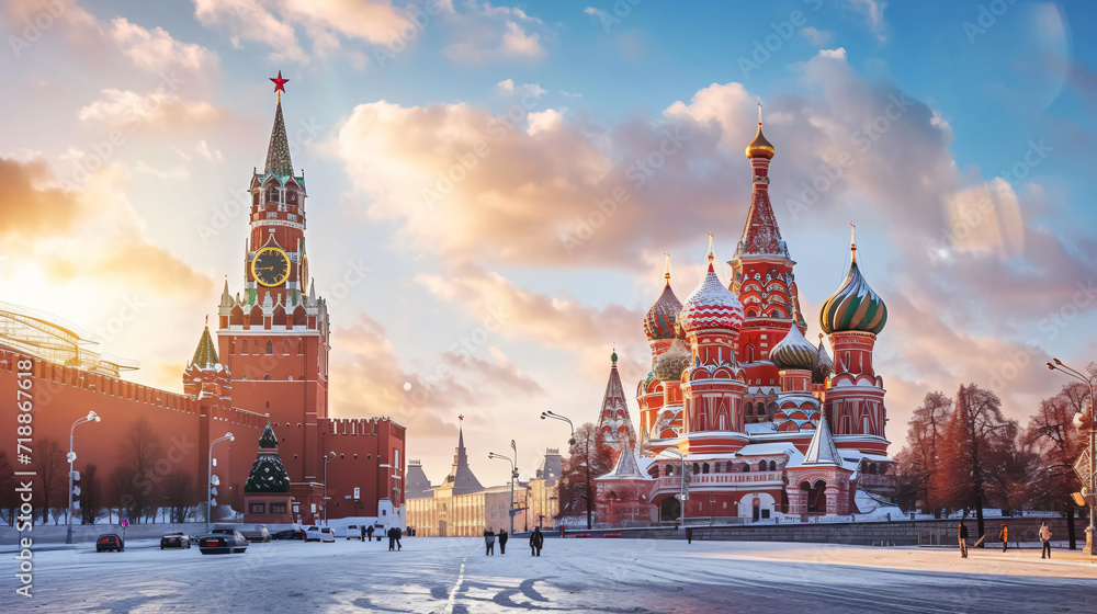 Panoramic view of Moscow Kremlin - obrazy, fototapety, plakaty 