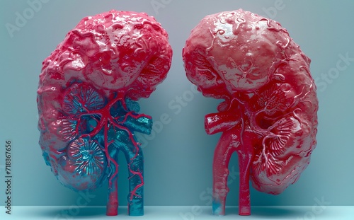 Pink and Blue Kidneys: A Colorful Twist on the Monthly Event Generative AI photo