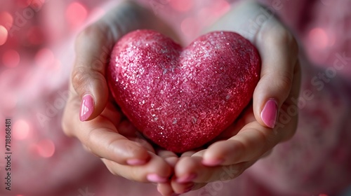 Pink Heart of Love Generative AI