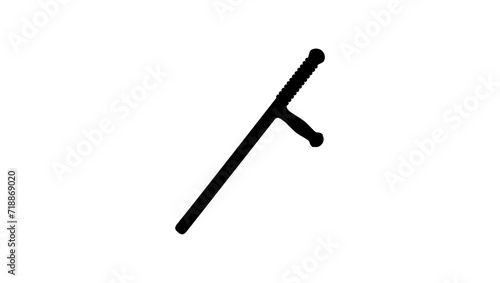 Police tonfa sign, black isolated silhouette