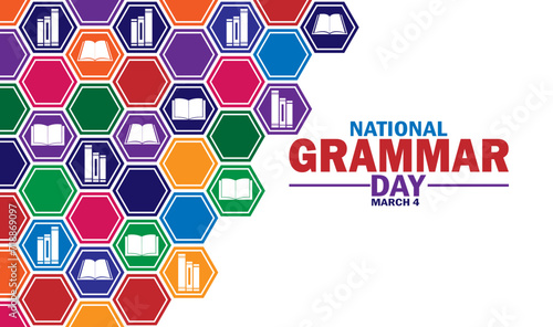 National Grammar Day. Vector Illustration. March 4. Suitable for greeting card, poster and banner.