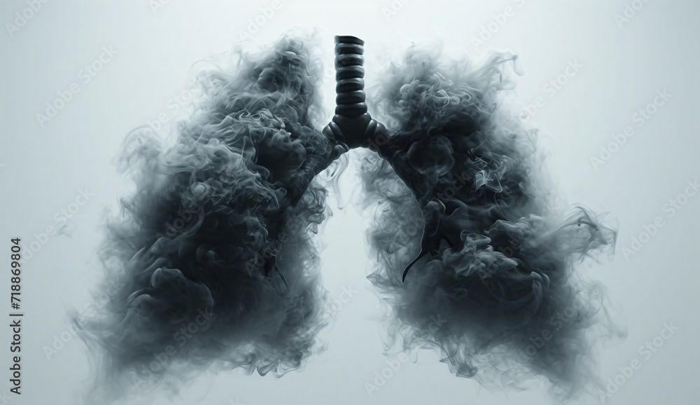 Lung Vapors: A Smoky Tribute to the Monthly Asthma Awareness Generative AI - obrazy, fototapety, plakaty 