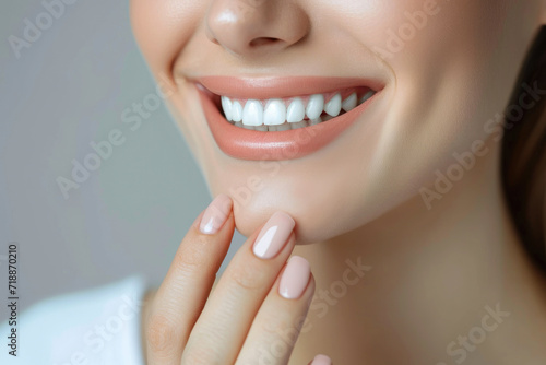 Graceful Beauty  Close-Up Portrait of Woman with French Manicure