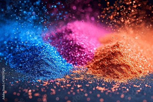 Colorful Confetti: A Rainbow of Glittering Powders for Festive Fun Generative AI photo
