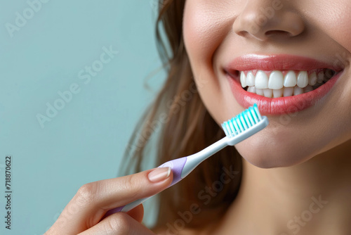 Bright Smiles: Female Model Promoting Oral Hygiene