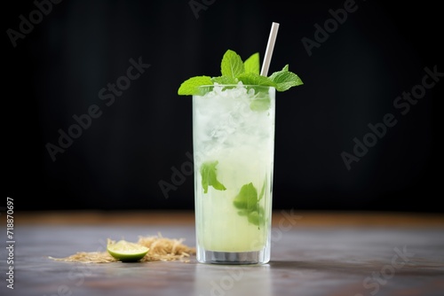 virgin mojito with a sugarrimmed glass