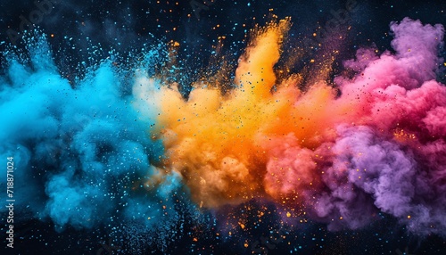 Colorful Explosion of Painted Powder  A Vibrant Celebration of the Monthly Art Movement Generative AI