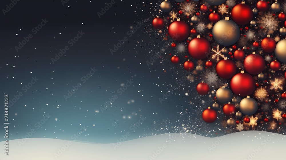 Fototapeta premium Luxurious Christmas balls on glowing bokeh background, Christmas and New Year minimalistic background