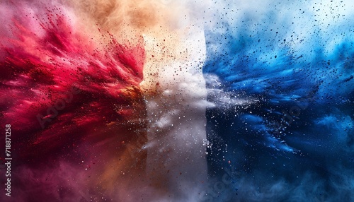Colorful Explosion of French Flag Colors Generative AI