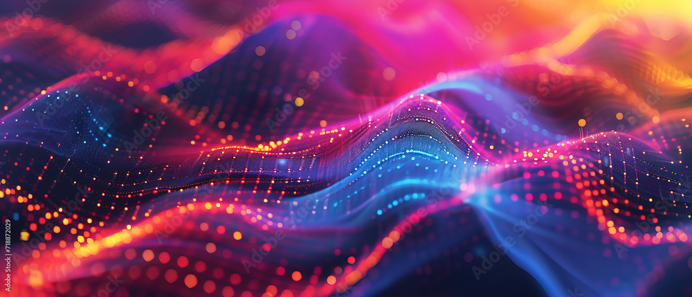 Abstract background energy of fractal realms, Colorful vibrant Vivid color, music wave calm rhythm, Network connection structure, Wave of dots and weave lines, background ultra wide 21:9 wallpaper Abstract background energy of fractal realms, Colorful vibrant Vivid color, music wave calm rhythm, Network connection structure, Wave of dots and weave lines, background ultra wide 21:9 wallpaper