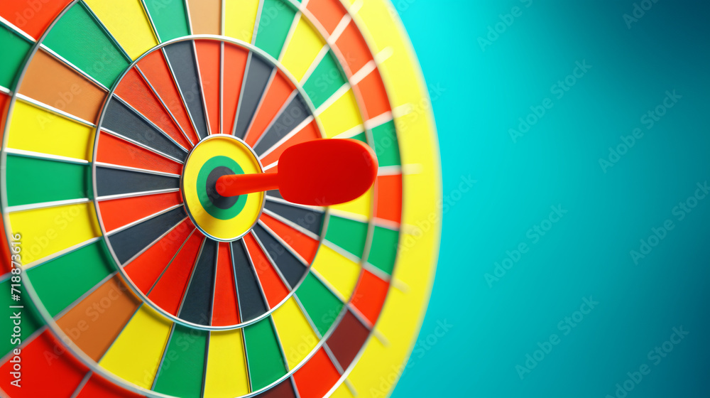 3d render colored target with darts on a blue background