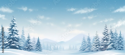 A beautiful snowy forest view. generative Ai © original logo