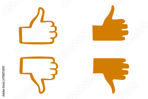 Thumb up & thumb down icons. Thumbs Up Down Vector Illustration Logo. Flat style. Social media concept. Like and dislike symbols photo