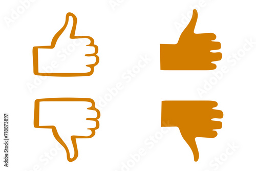 Thumb up & thumb down icons. Thumbs Up Down Vector Illustration Logo. Flat style. Social media concept. Like and dislike symbols