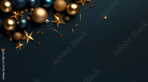 Luxurious Christmas balls on glowing bokeh background  Christmas and New Year minimalistic background