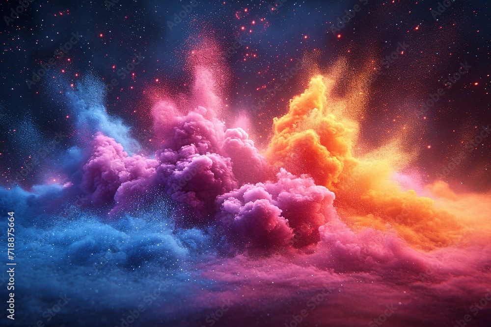 Pink, Purple, and Orange Clouds in a Neon Sky: A Colorful Splash of Creativity for the Month of April Generative AI