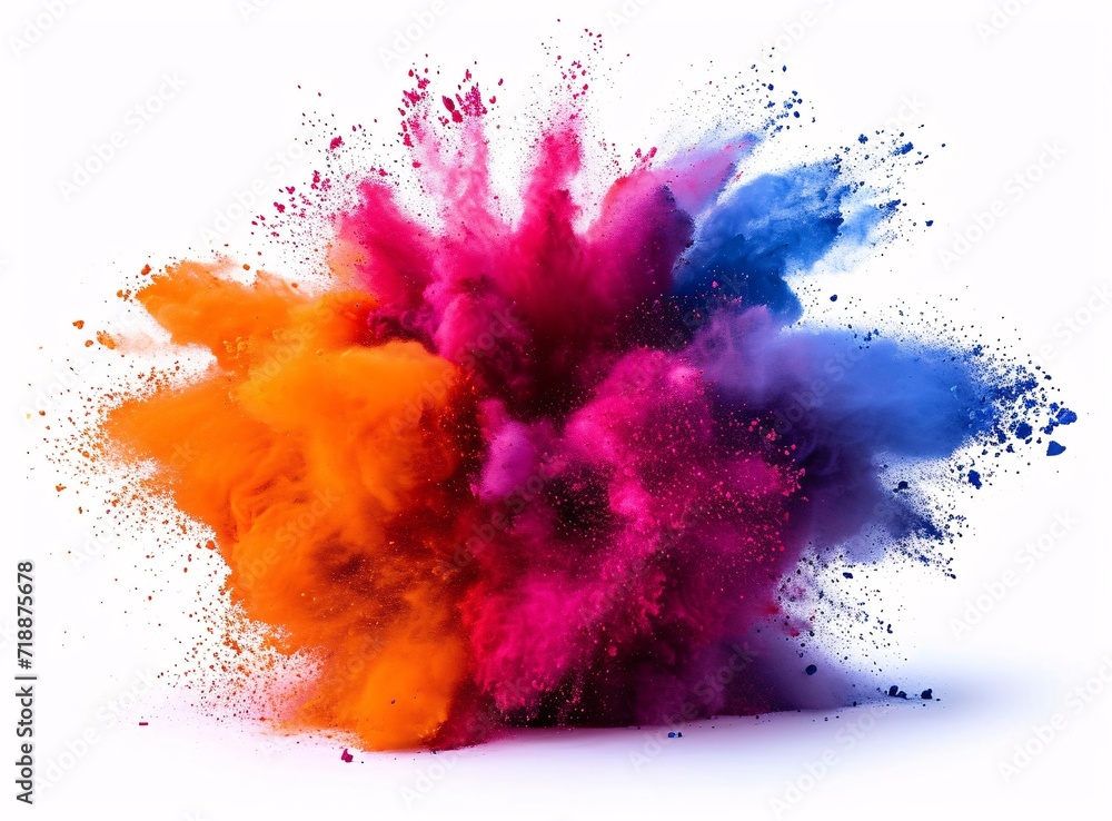 Colorful Explosion of Pink and Orange Paint Powder Generative AI