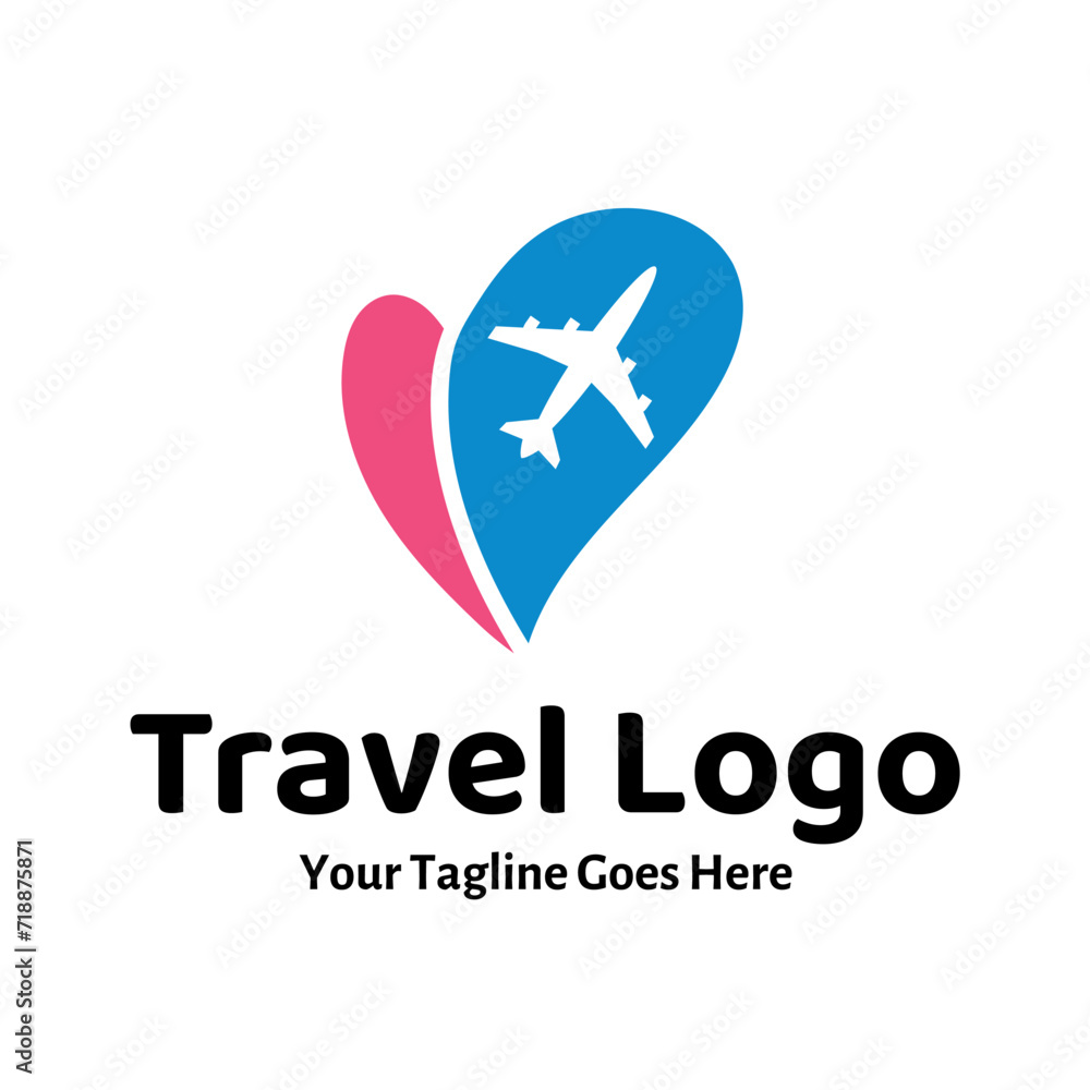 Travel Love Logo, Editable Vector Logo Template Vector. Love Trip Travel Logo Design Template