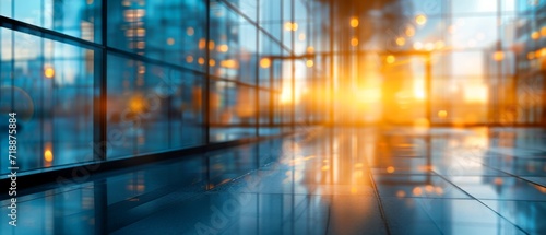 Blurred glass wall of modern business office building