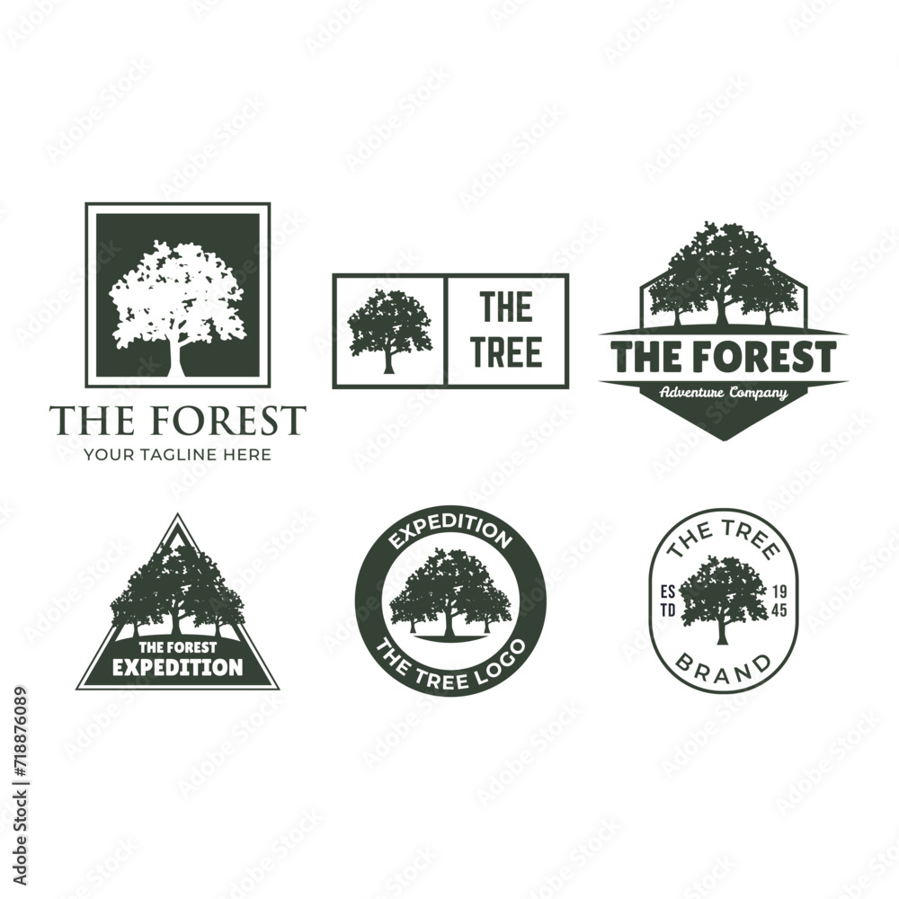 Obraz premium Forest badge vector set Isolated over white background.