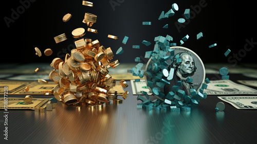 3d render dollar vs euro fluctuations in the dollar