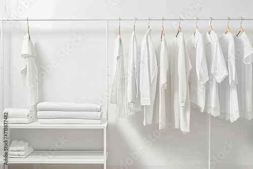 Cloakroom Interior With Clothes In White Color © Adito
