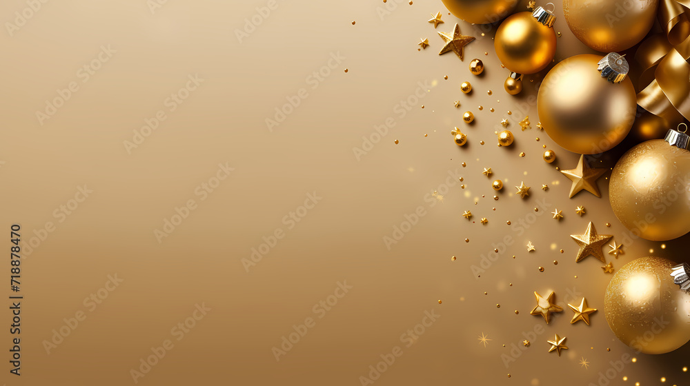 Fototapeta premium New Year concept banner, Christmas festive atmosphere, holiday decorations background