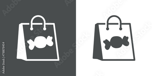 Logo con silueta de caramelo en bolsa de la compra de papel