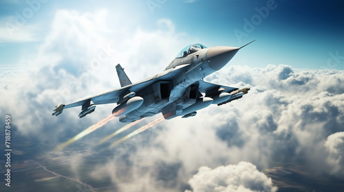 3d render fighter jet in the sky military aircraft
